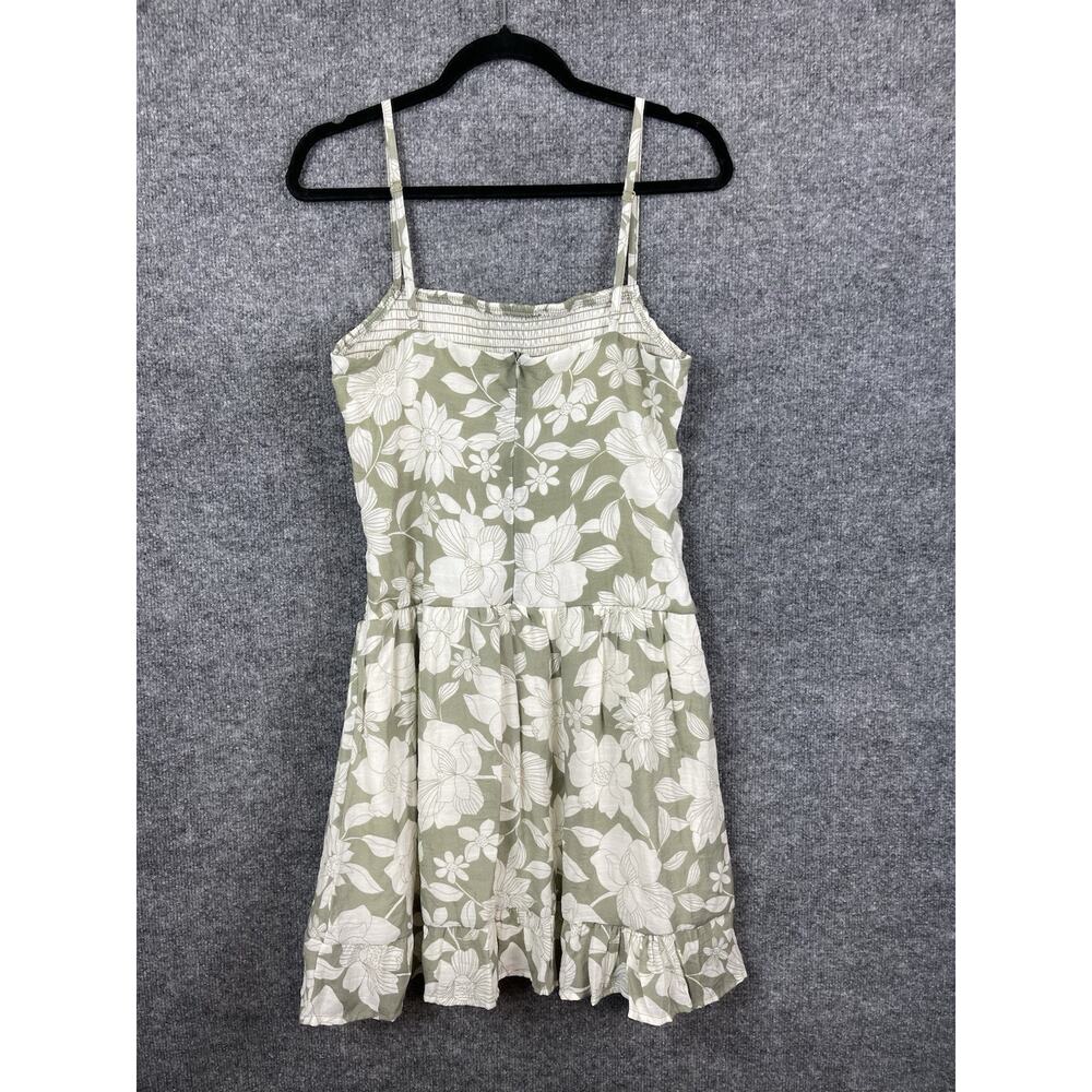 Derek Heart Midi Dress Green & White Floral Print Smocked Spaghetti Strap XL - Picture 7 of 12